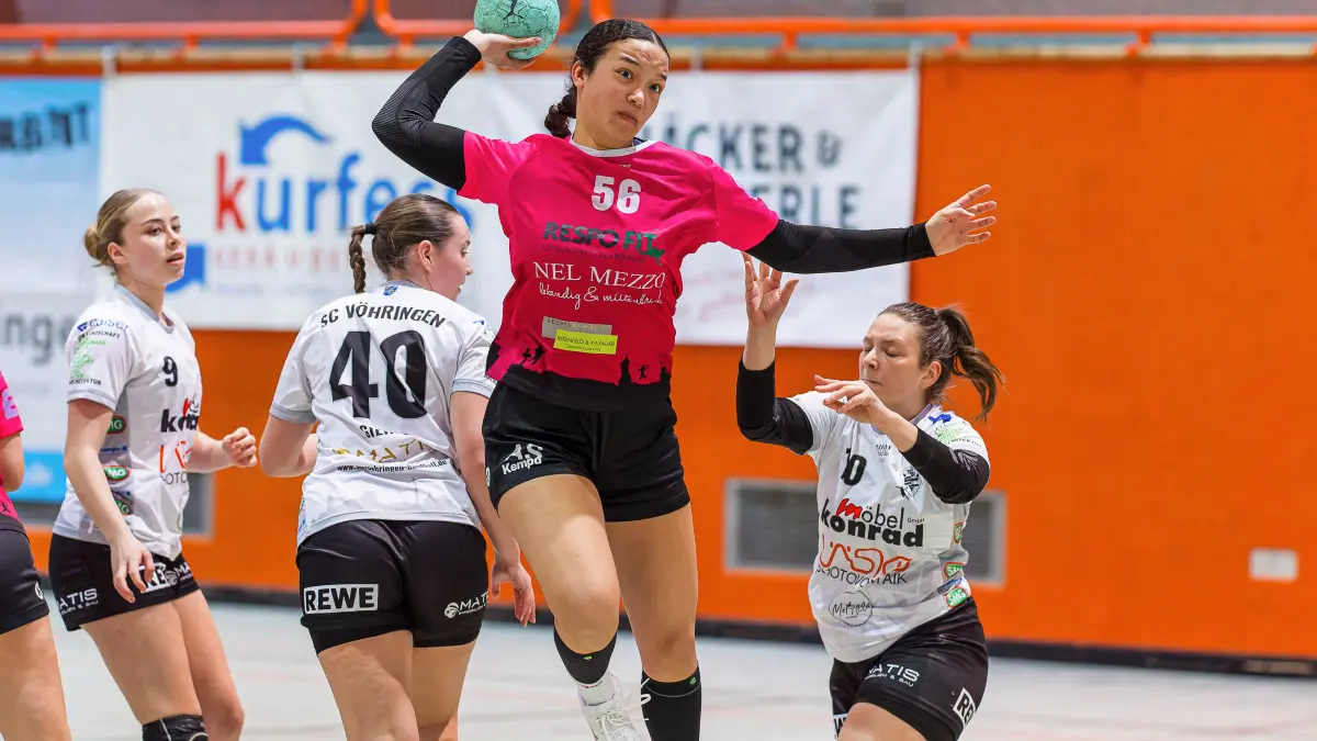 Handball Frauen Landesliga: Handball Frauen Landesliga; FSG Altenstadt/Geislingen - SC Vöhringen;
Alannah Stäudle (FSG Altenstadt/Geislingen, #56);
31.01.2026; Michelberghalle, Geislingen.
Foto: Thomas Madel