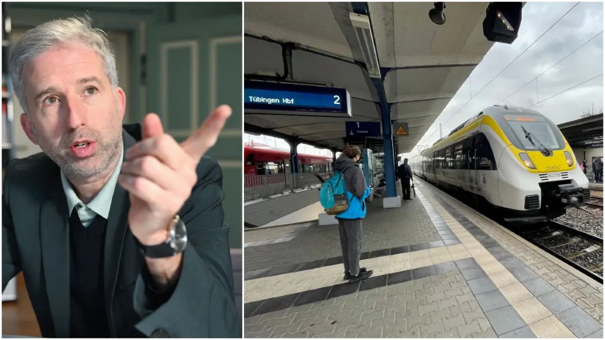 Boris Palmer - Oberbürgermeister Tübingen und Bahnhof Tübingen Bildkombo