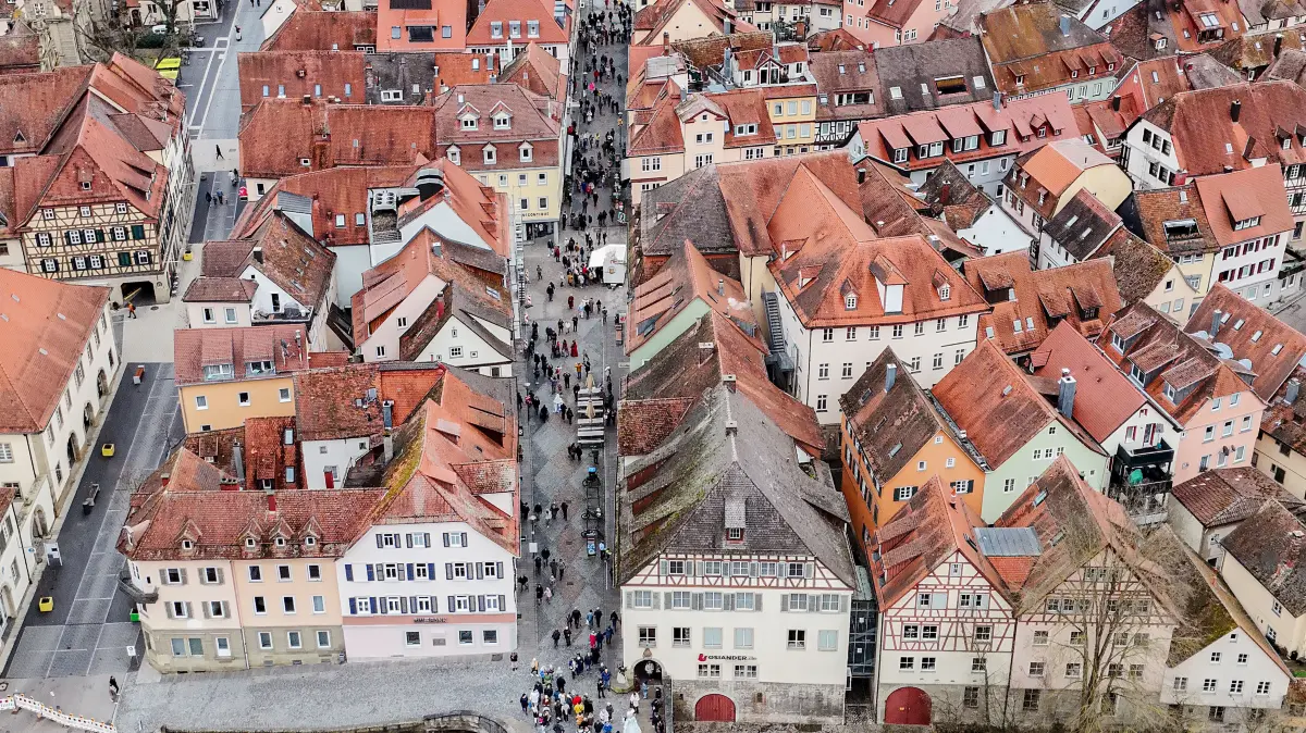 Altstadt von Schwäbisch Hall - Blick von oben. Drohne