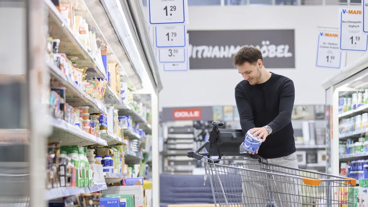 V-Markt testet gemeinsam mit Wanzl, DRS und shopreme die Welt der SelfCheckout-Technologien