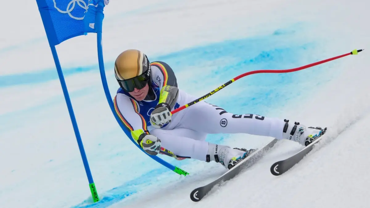Olympische Winterspiele 2026: 11.02.2026, Italien, Bormio: Olympia, Olympische Winterspiele Mailand Cortina 2026, Ski alpin, Super G, Männer, Anton Grammel (Deutschland) in Aktion. Foto: John Locher/AP/dpa +++ dpa-Bildfunk +++