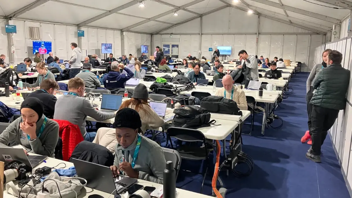 Olympische Winterspiele 2026 Blick ins Pressezentrum