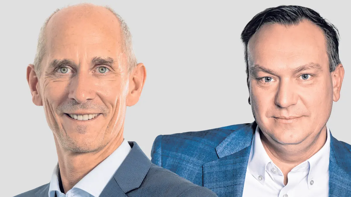Claus Bischoff (li.), Vorstandsvorsitzender von R. Stahl, und Personalchef Holger Angrick gaben den Ausstieg aus der Südwestmall bekannt.