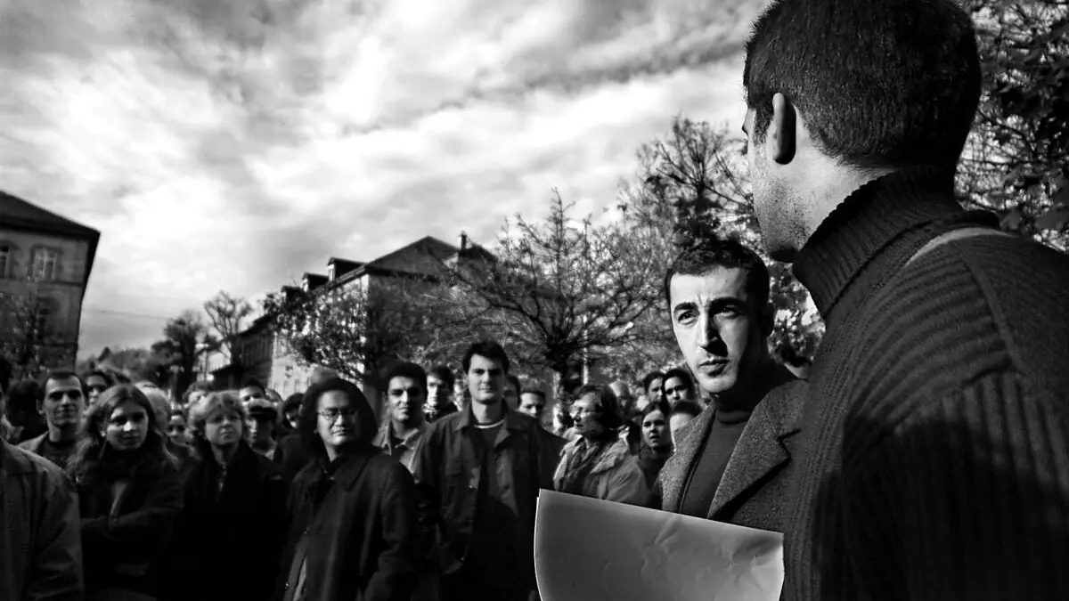 Cem Özdemir und Boris Palmer beim Wahlkamf im November 2000 in TÜbingen