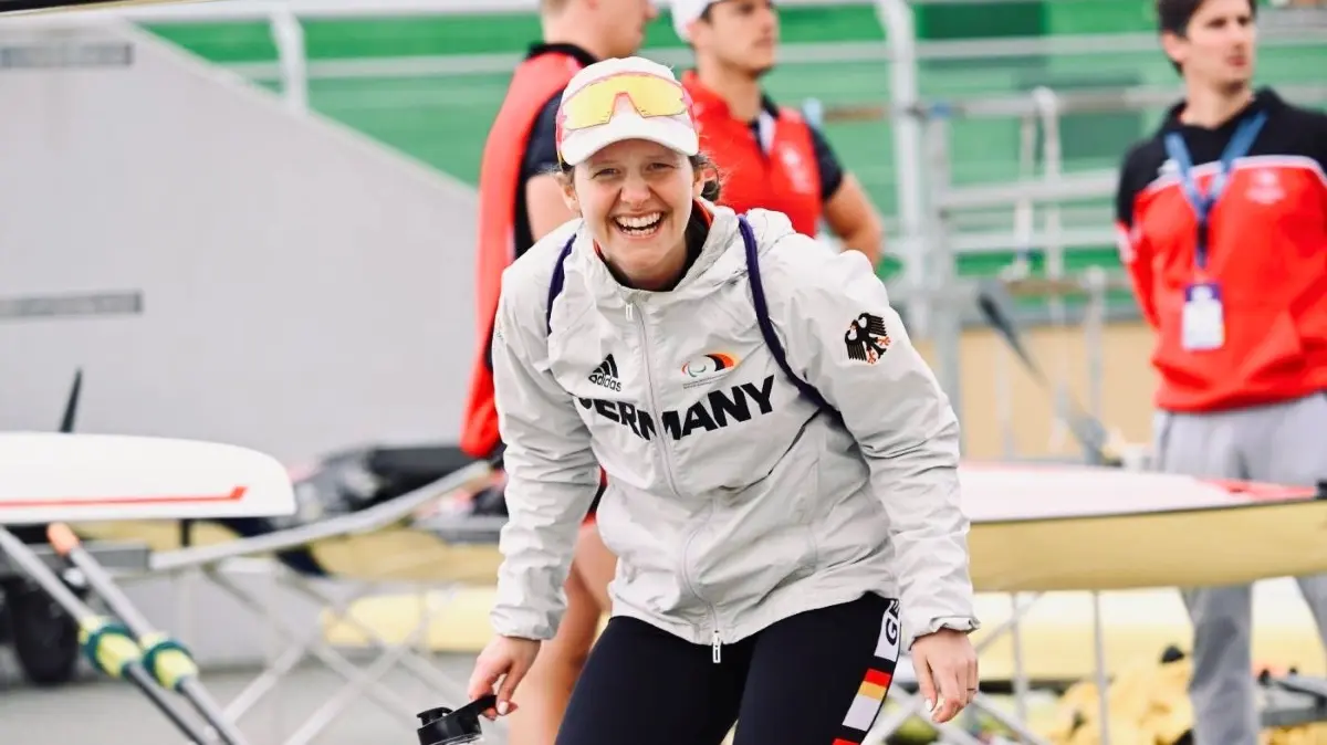 Inga Thöne Steuerfrau beim Para-Rudern, hier beim Weltcup in Poznan 2024