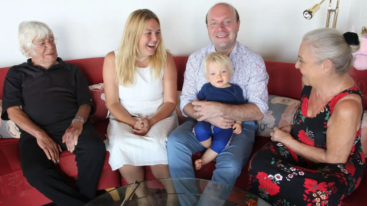 Freuen sich im September 2021 auf die Kammermusik-Akademie in Hohenstaufen (von links nach rechts): Helmuth Rilling, Tochter Sara Rilling mit Ehemann Carsten Kretschmann, Sohn Felix und seine Frau Martina Rilling.