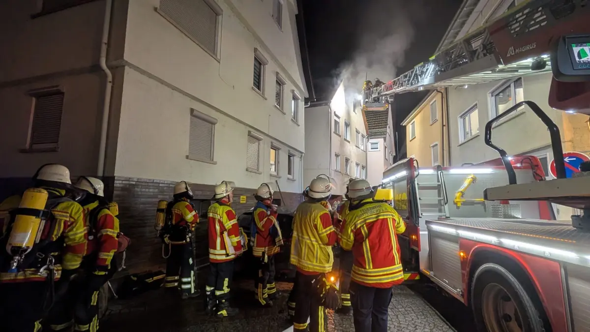 Brand in der Rottenburger Innenstadt am Freitagabend.