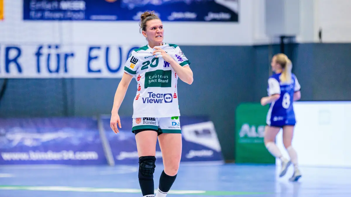 GER, HSG Blomberg-Lippe vs. FRISCH AUF Goeppingen, Handball, 1. Bundesliga Frauen, 18. Spieltag, 18.02.2026: Louisa De Bellis (FRISCH AUF Goeppingen, #20) ist enttaeuscht / unzufrieden
GER, HSG Blomberg-Lippe vs. FRISCH AUF Goeppingen, Handball, 1. Bundesliga Frauen, 18. Spieltag, 18.02.2026
Foto: Eibner-Pressefoto/Jan Rollinger