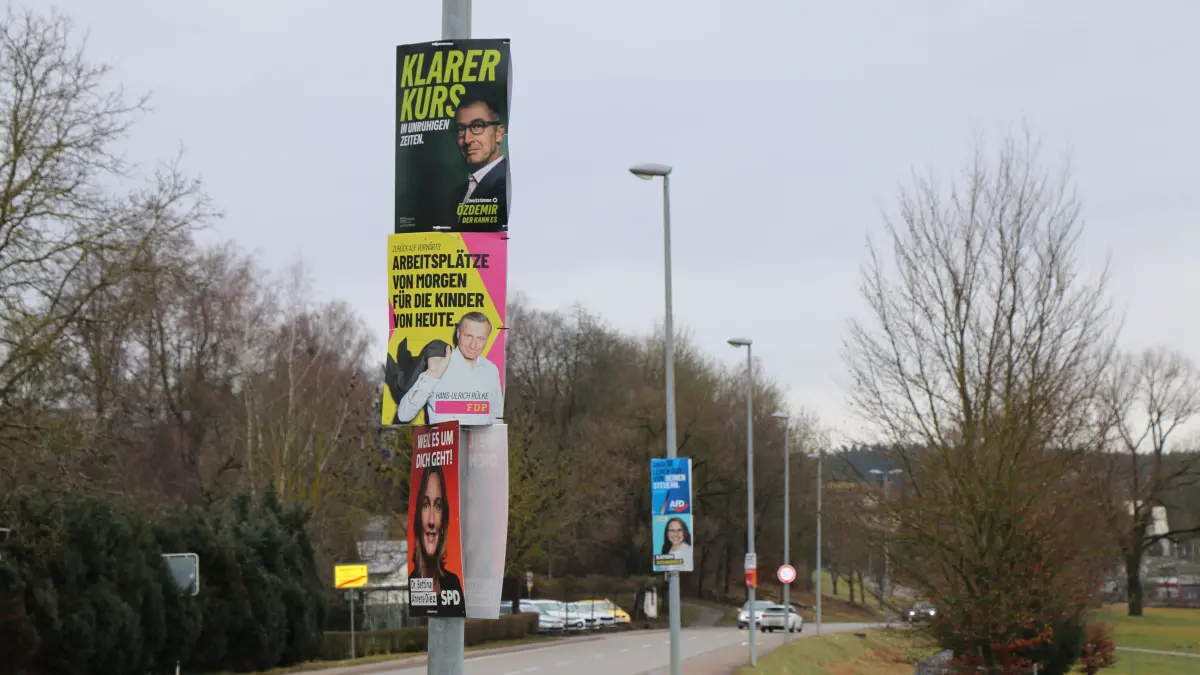 Wahlplakate hängen am Ortsausgang in Empfingen - beachet werden sie kaum.