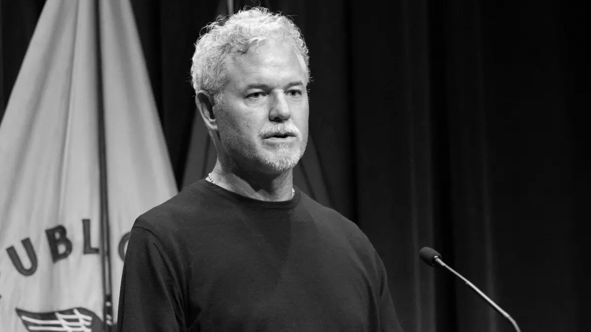 (FILES) US actor Eric Dane speaks about his ALS diagnosis during a news conference to discuss health insurance at the Department of Health and Human Services Headquarters in Washington, DC, on June 23, 2025. Dane, who has been battling amyotrophic lateral sclerosis (ALS) also known as Lou Gehrig's Disease, died at the age of 53 on February 19. (Photo by SAUL LOEB / AFP)