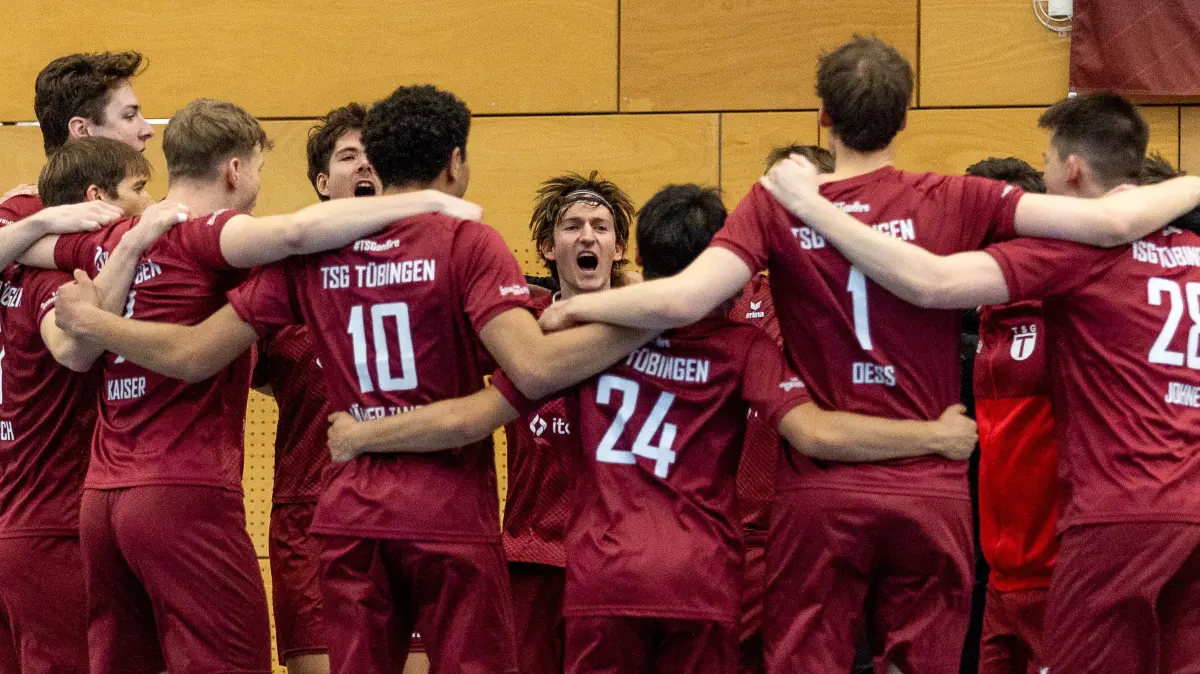 TSG Tuebingen vs. TG Schwenningen, Volleyball, Regionalliga Sued, Spielzeit 2025/2026, 22.02.2026: Mannschaftsfoto TSG Tübingen
TSG Tuebingen vs. TG Schwenningen, Volleyball, Regionalliga Sued, Spielzeit 2025/2026, 22.02.2026