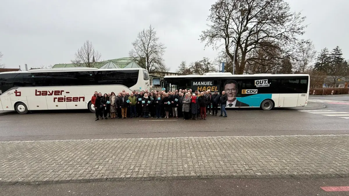 Fast 80 CDU-Anhänger fuhren am Politischen Aschermittwoch nach Fellbach. Die Ehinger CDU bot den Mitfahrservice an.