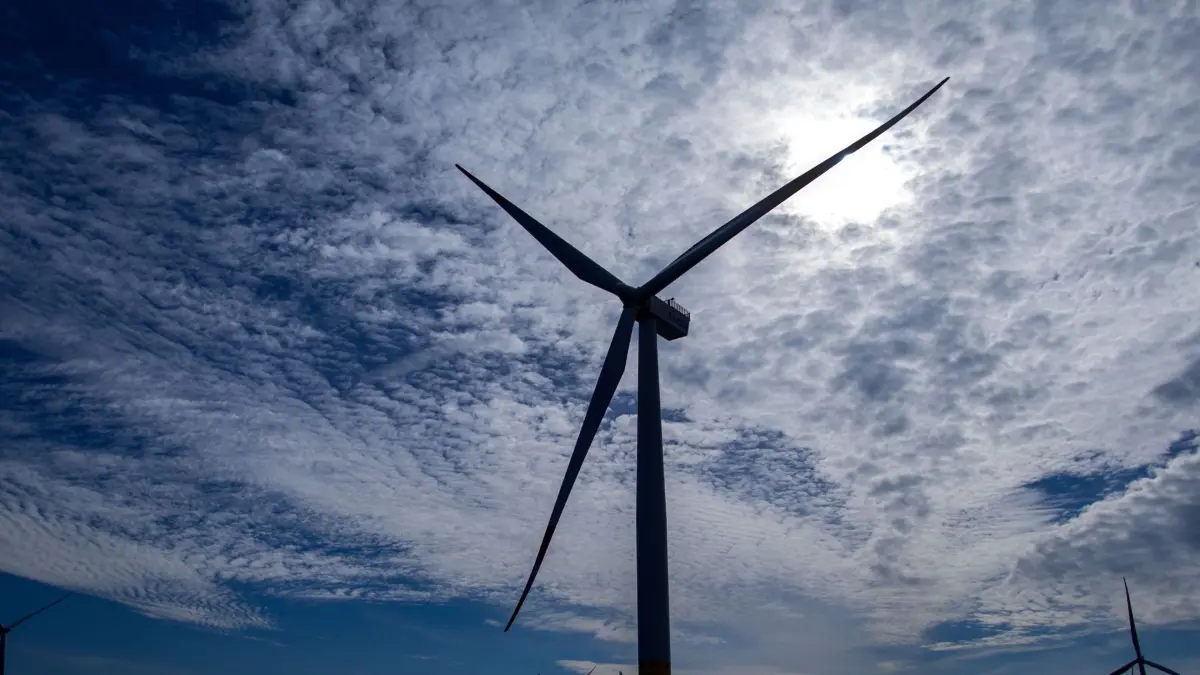 ARCHIV - 09.09.2015, Mecklenburg-Vorpommern, Sassnitz: Windräder des Offshore-Windparks «Baltic 2» sind in der Ostsee vor der Insel Rügen zu sehen. (Symbolbild) (zu dpa: «Offshore-Windfläche in Nordsee an Total Energies versteigert») Foto: Jens Büttner/dpa-Zentralbild/dpa +++ dpa-Bildfunk +++