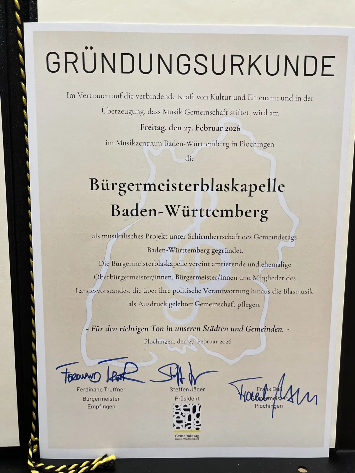 Die Gründungsurkunde.