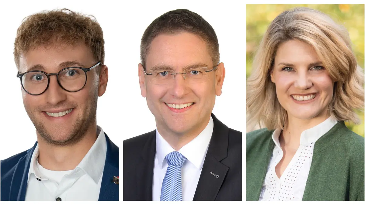 Marco Meier von den Freien Wählern, Dr. Jürgen Ludwig, Sophia Göppel-Kraft (Grüne)