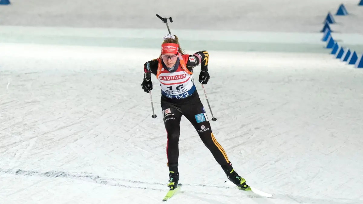 Biathlon: Weltcup: 05.03.2026, Finnland, Kontiolahti: Biathlon: Weltcup, Einzel 15 km, Frauen. Julia Tannheimer aus Deutschland in Aktion. Foto: Minna Raitavuo/Lehtikuva/AP/dpa +++ dpa-Bildfunk +++