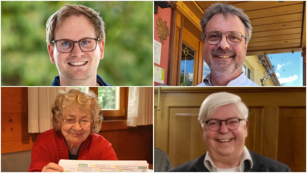 Tim Gunkel (o.l.), Klara Dorner (u.l.), Alfons Köhler (o.r.) und Wolfgang Baumbast (u.r.)