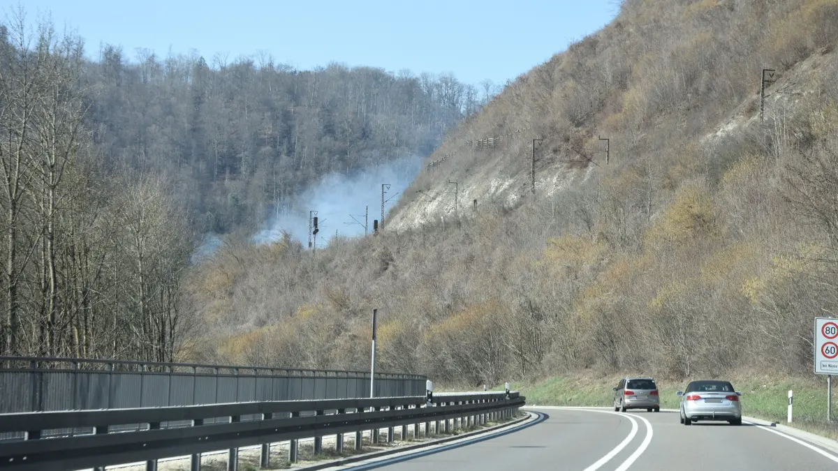 Böschungsbrand Geislingen Richtung Amstetten am 7.3.2026