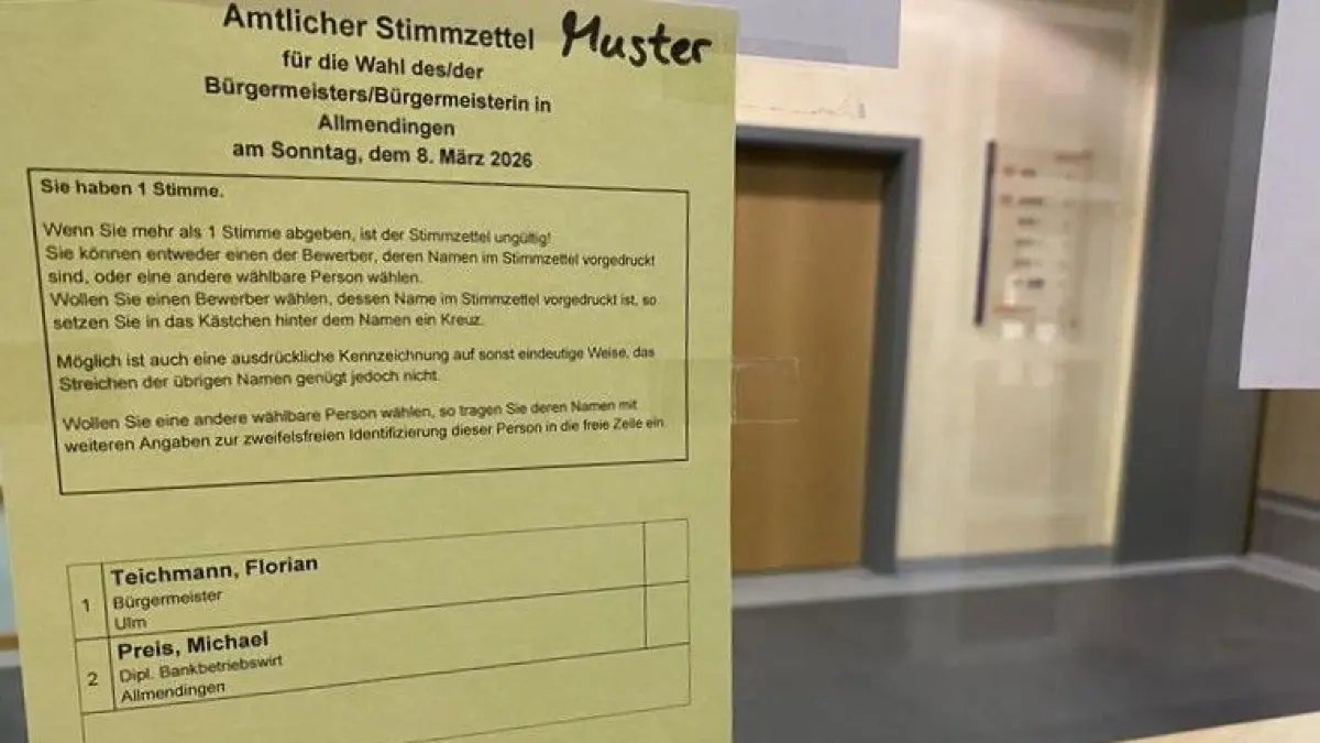 Der Stimmzettel für die Allmendinger Bürgermeisterwahl: Das Ergebnis ist hat es in sich.