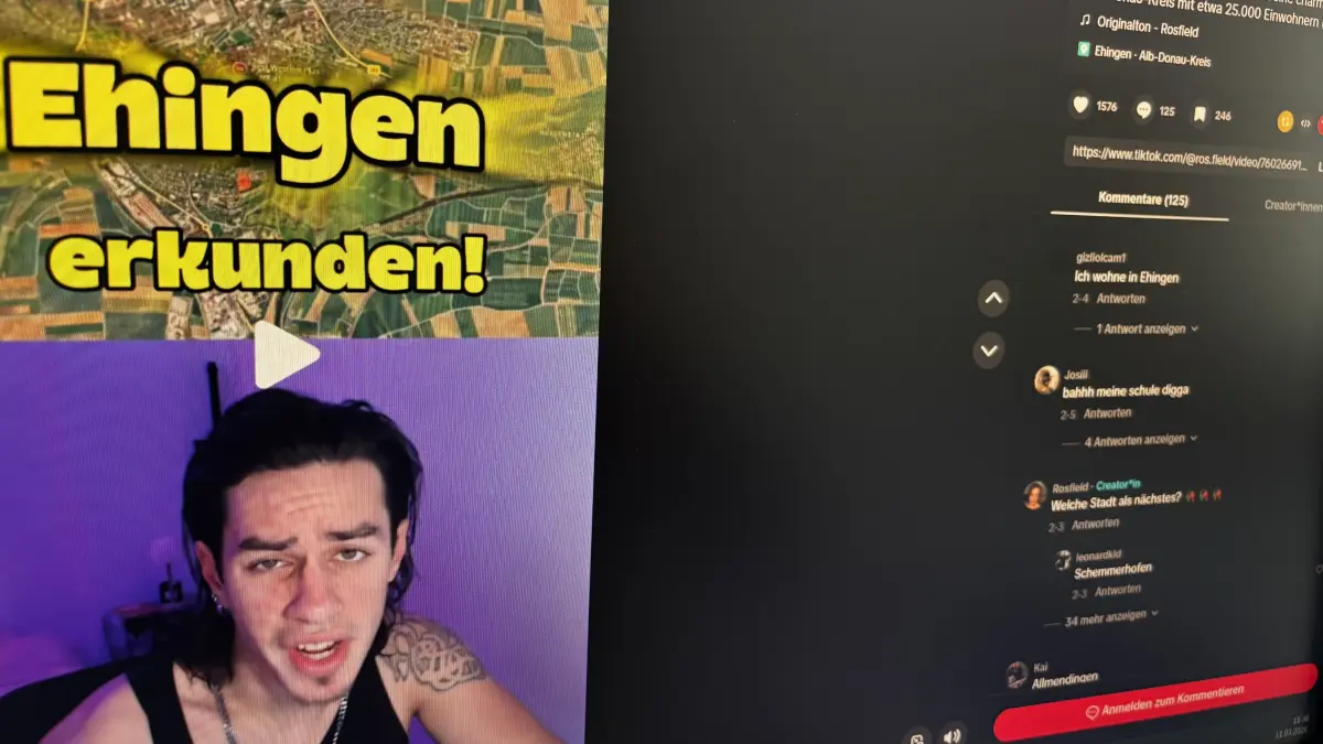 Der Influencer Rosfield erkundet Ehingen virtuell.