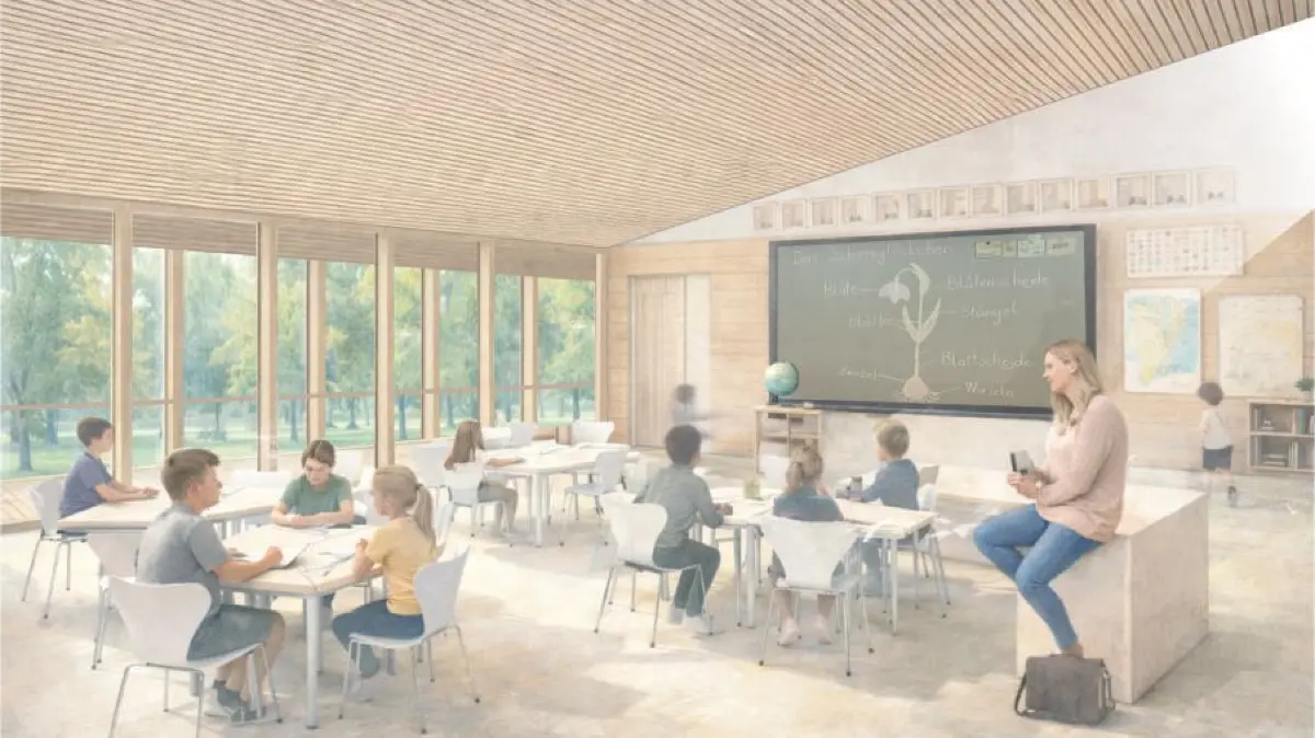 Uhlandschule Neubau Generalsanierung Innenansicht Grüne Klassenzimmer Metzingen Neuhausen
