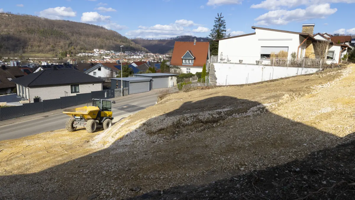 Geislingen, Baustelle Wiesensteiger Straße nach Hangrutschung