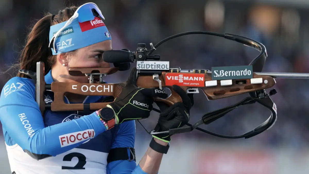 Biathlon: Weltcup: 14.03.2026, Estland, Otepää: Biathlon: Weltcup, Verfolgung 10 km, Frauen. Lisa Vittozzi (Italien) in Aktion. Foto: Roman Koksarov/AP/dpa +++ dpa-Bildfunk +++