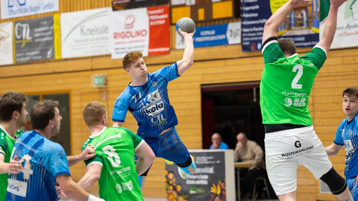 Handball Landesliga: Handball Landesliga; TV Treffelhausen - TSG Schnaitheim;
Nico Sailer (TV Treffelhausen, #77);
14.03.2026; Alb-Sporthalle, Böhmenkirch.
Foto: Thomas Madel