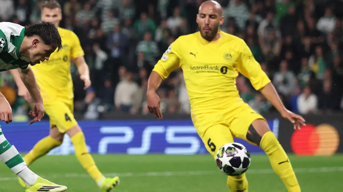 Sporting Lisbon's Portuguese forward #90 Rafael Nel scores his team's fifth goal during the UEFA Champions League last 16 second leg football match between Sporting CP and Bodoe/Glimt at Jose Alvalade stadium in Lisbon on March 17, 2026. (Photo by PATRICIA DE MELO MOREIRA / AFP)