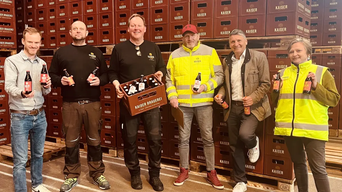 Die Kola-Krew der Kaiser Brauerei (von links): Christoph Kumpf, Georg Kristan, Volker Tillmanns, Armin Banzhaf, Martin Käppeler und Steffi Steimle (Foto aus Pressemitteilung).