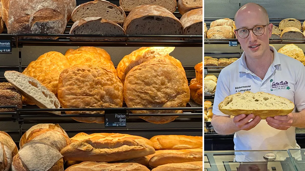 Patrick Leimgruber mit einem Fladenbrot.