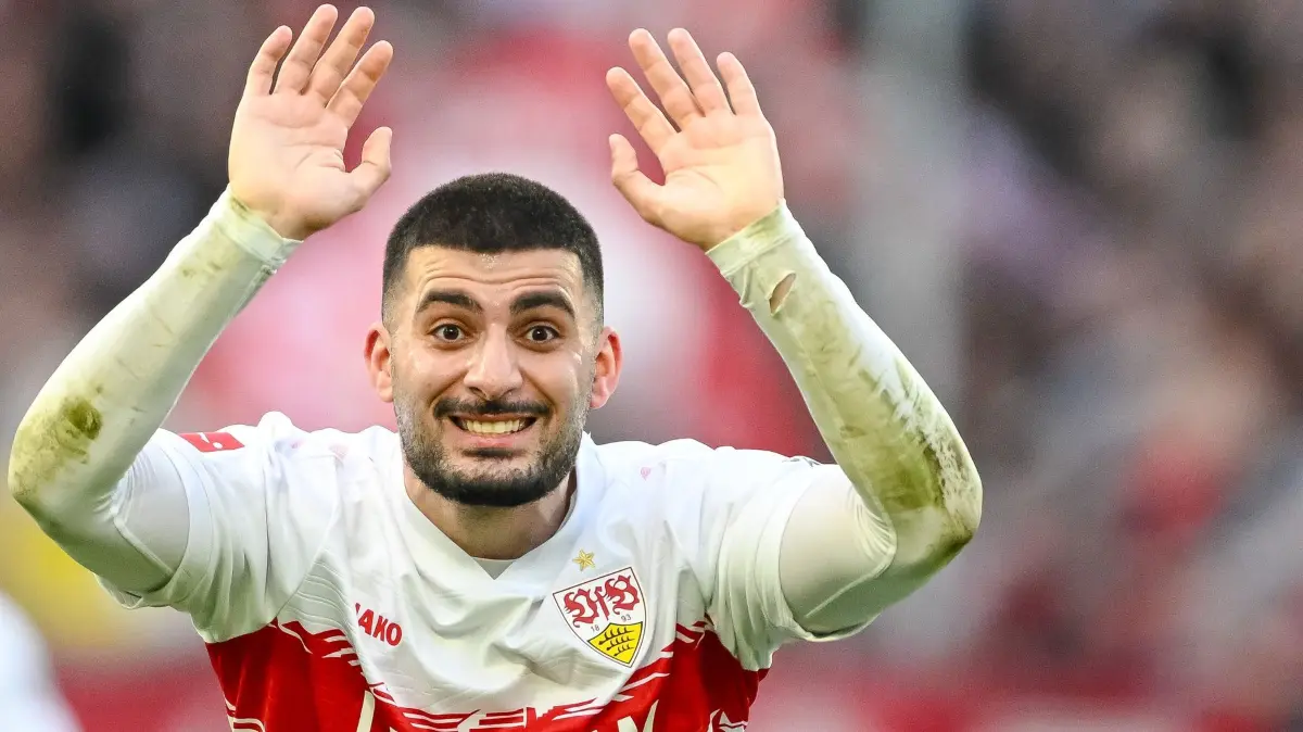 Deniz Undav: ARCHIV - 01.03.2026, Baden-Württemberg, Stuttgart: Fußball: Bundesliga, VfB Stuttgart - VfL Wolfsburg, 24. Spieltag, MHPArena. Deniz Undav (VfB Stuttgart) gestikuliert. (zu dpa: «Mischung aus Geduld und Torejagd: VfB braucht Sieg in Porto») Foto: Harry Langer/dpa +++ dpa-Bildfunk +++