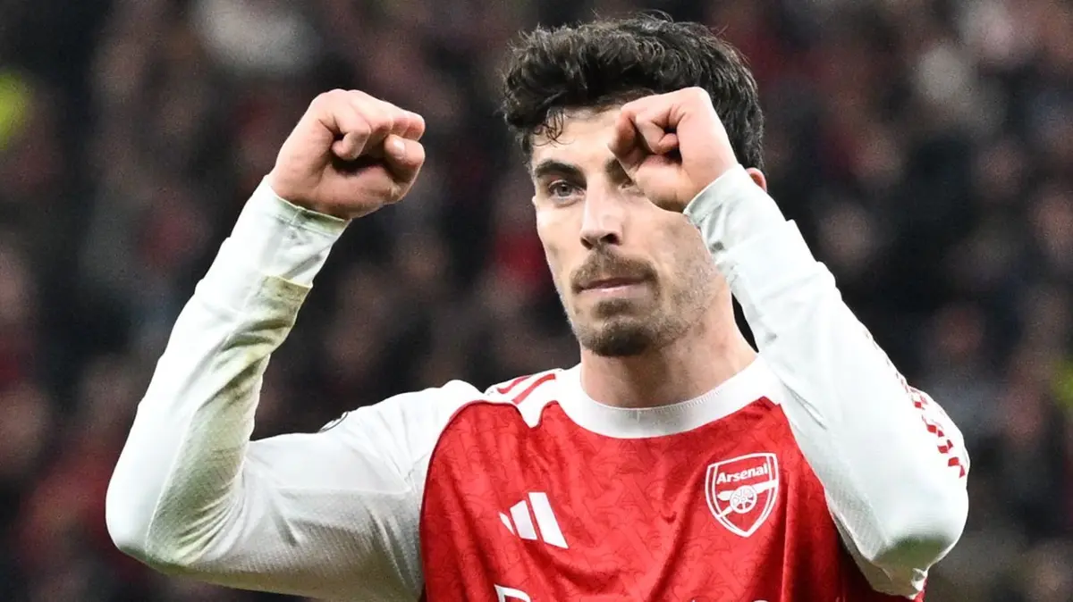 Kai Havertz: ARCHIV - 11.03.2026, Nordrhein-Westfalen, Leverkusen: Fußball, Männer: Champions League, Bayer Leverkusen - FC Arsenal, K.o.-Runde, Achtelfinale, Hinspiele, BayArena, Kai Havertz (FC Arsenal) feiert nach seinem Tor zum 1:1. (zu dpa: «Nagelsmann baut auf Bayern-Block und England-Power») Foto: Federico Gambarini/dpa +++ dpa-Bildfunk +++