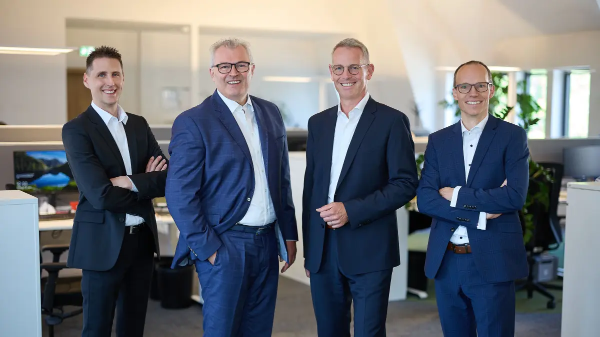 Das Vorstands-Team der Volksbank in der Region (von links): Thomas Bierfreund (Co-Sprecher), Jörg Stahl (Co-Sprecher), Thomas Taubenberger und Ralf Gottschalk.