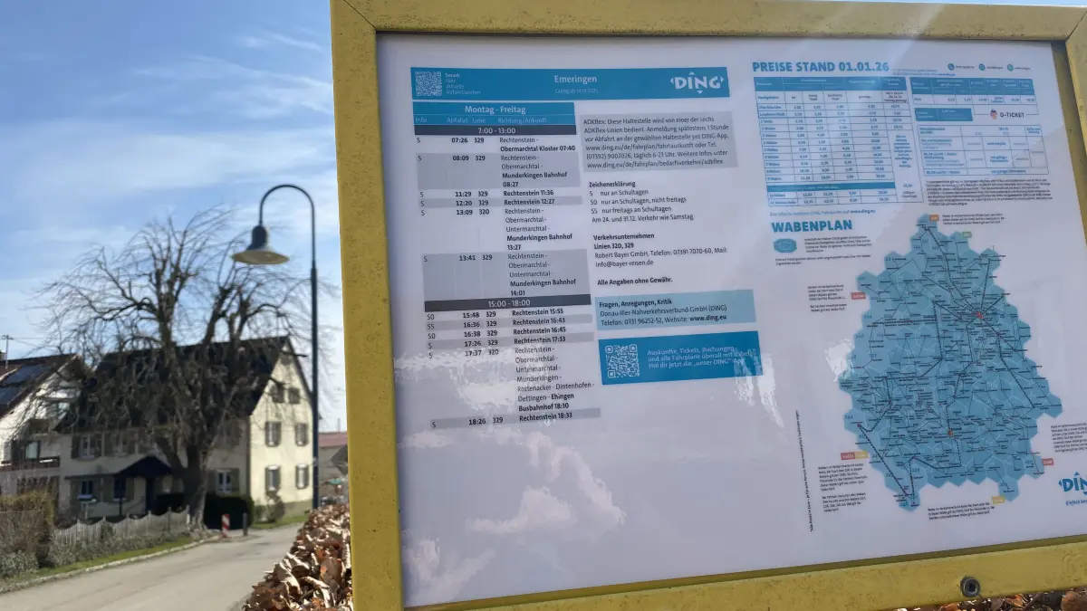 Teil des Fahrplans: Von Emeringen aus kann man sich Rufbusse bestellen.
