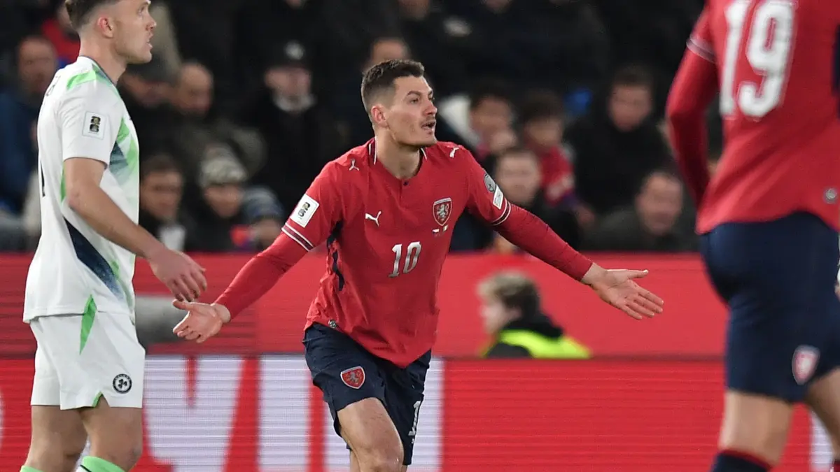 Tschechien - Irland: 26.03.2026, Tschechien, Prag: Fußball: WM-Qualifikation Europa, Tschechien - Irland, Play-off-Runde, Halbfinale, Fortuna Arena. Der tschechische Nationalspieler Patrik Schick reagiert. Foto: Vit Tcherny/AP/dpa +++ dpa-Bildfunk +++