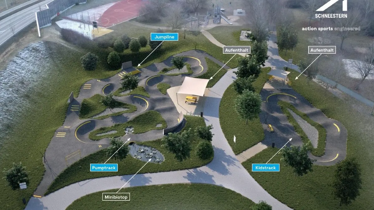 multifunktionalen Rollsportanlage (Pumptrack) „Regenbogenland"