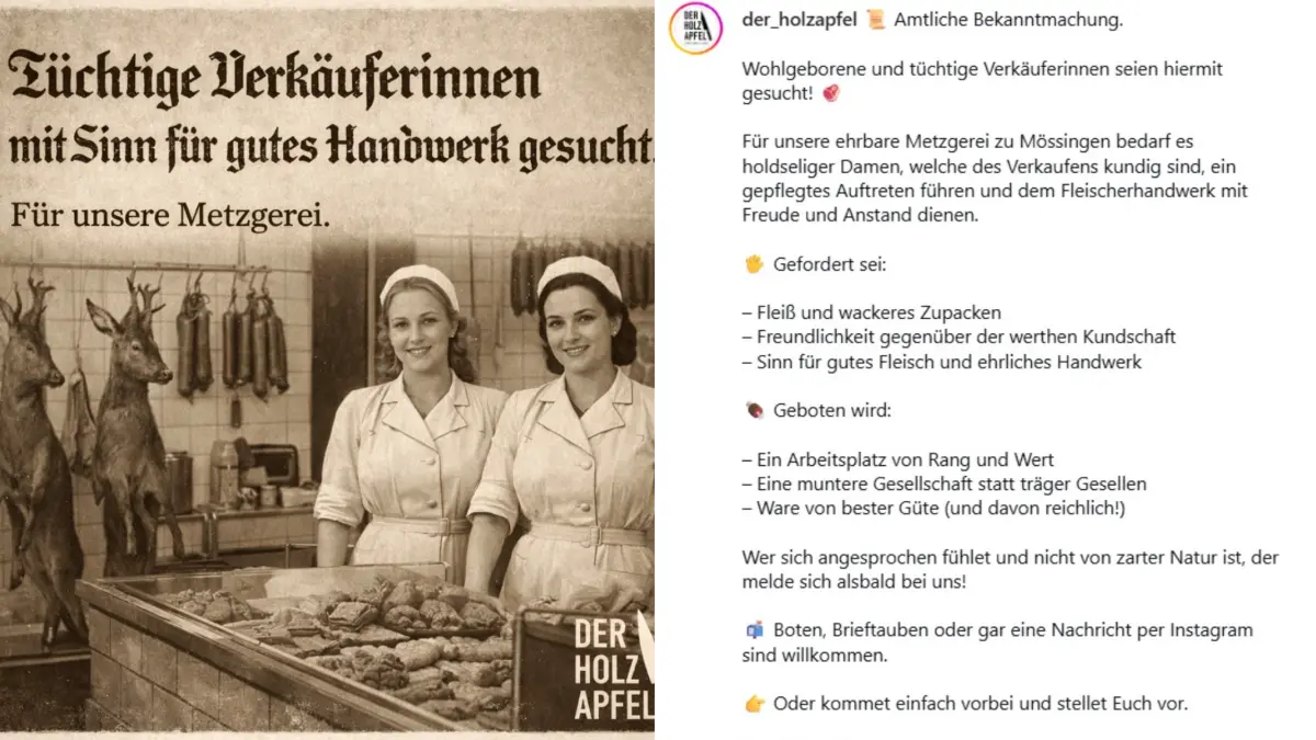 Holzapfel umstrittener Post, Metztgerei in Mössingen
