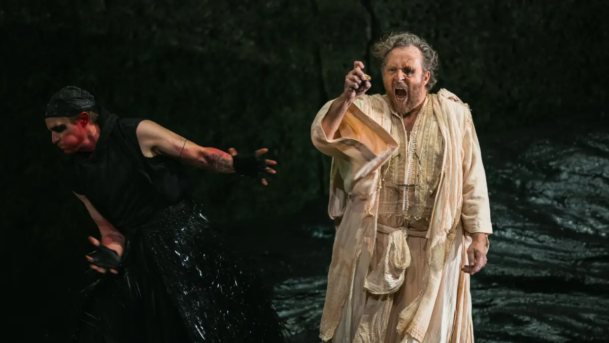 Brenton Ryan (Loge), Christian Gerhaher (Wotan in "Rheigold", Osterfestspiele Salzburg