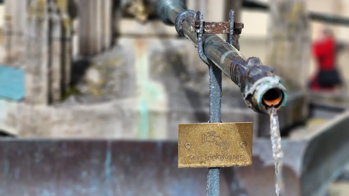 Brunnen vor dem Dom "Kein Trinkwasser"