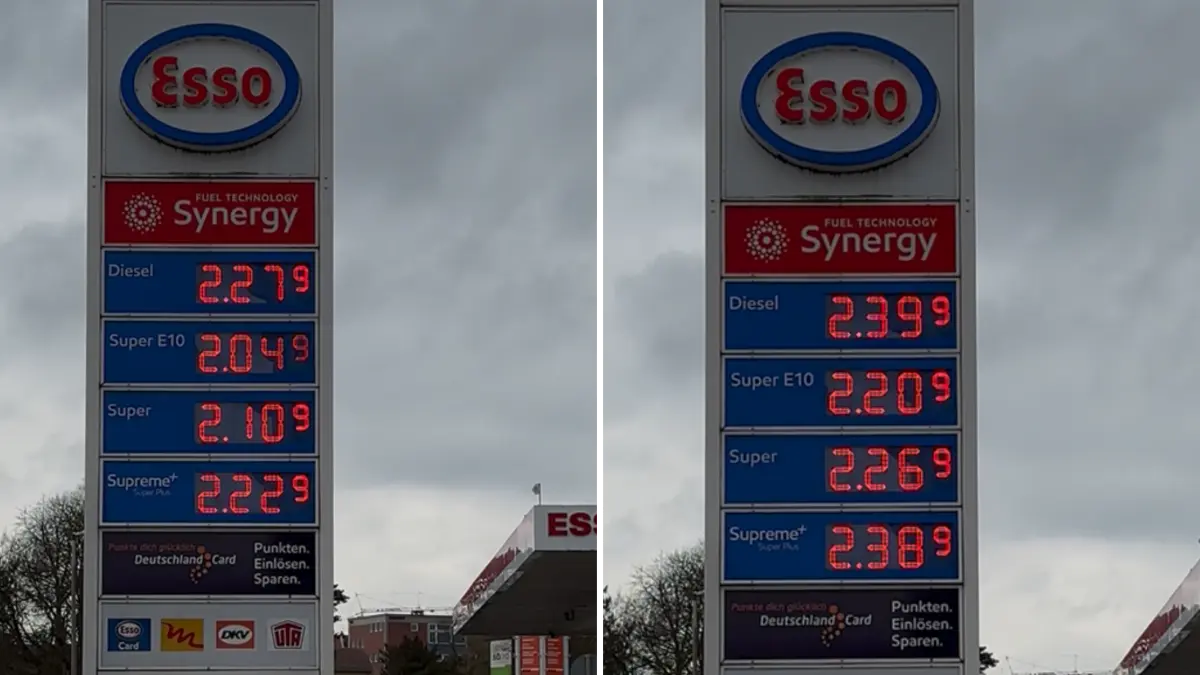Preiserhöhungen von 12 bis 16 Cent an der Esso-Tankstelle in der Ulmer Karlstraße