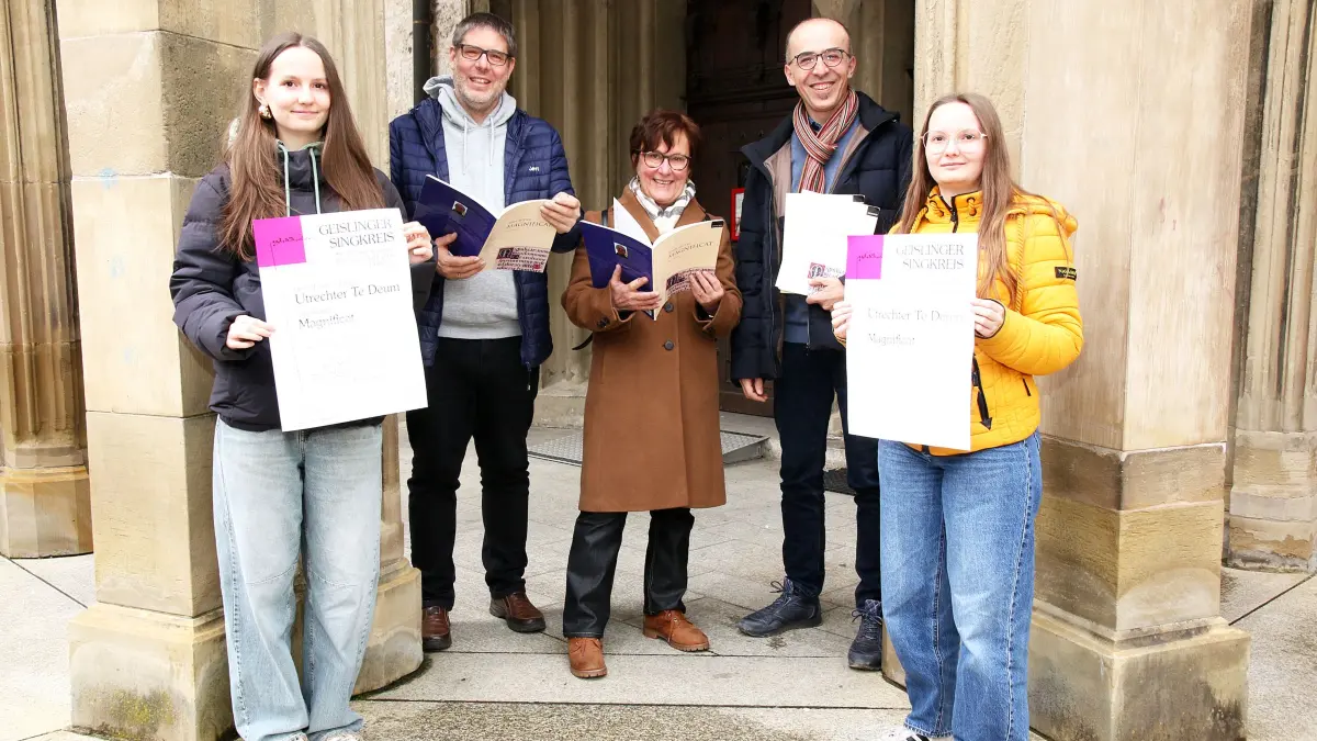 Frühjahrskonzert Singkreis April 2026. v .l n. r.: Luise Sontheimer, Markus Hartmann, Edith Heinrich, Thomas Rapp und Marie Sontheimer.