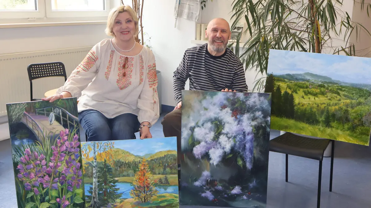 Iryna Tyshchenco und Oleg Baliuk zeigen ihre Arbeiten im VHS-Haus in Göppingen.