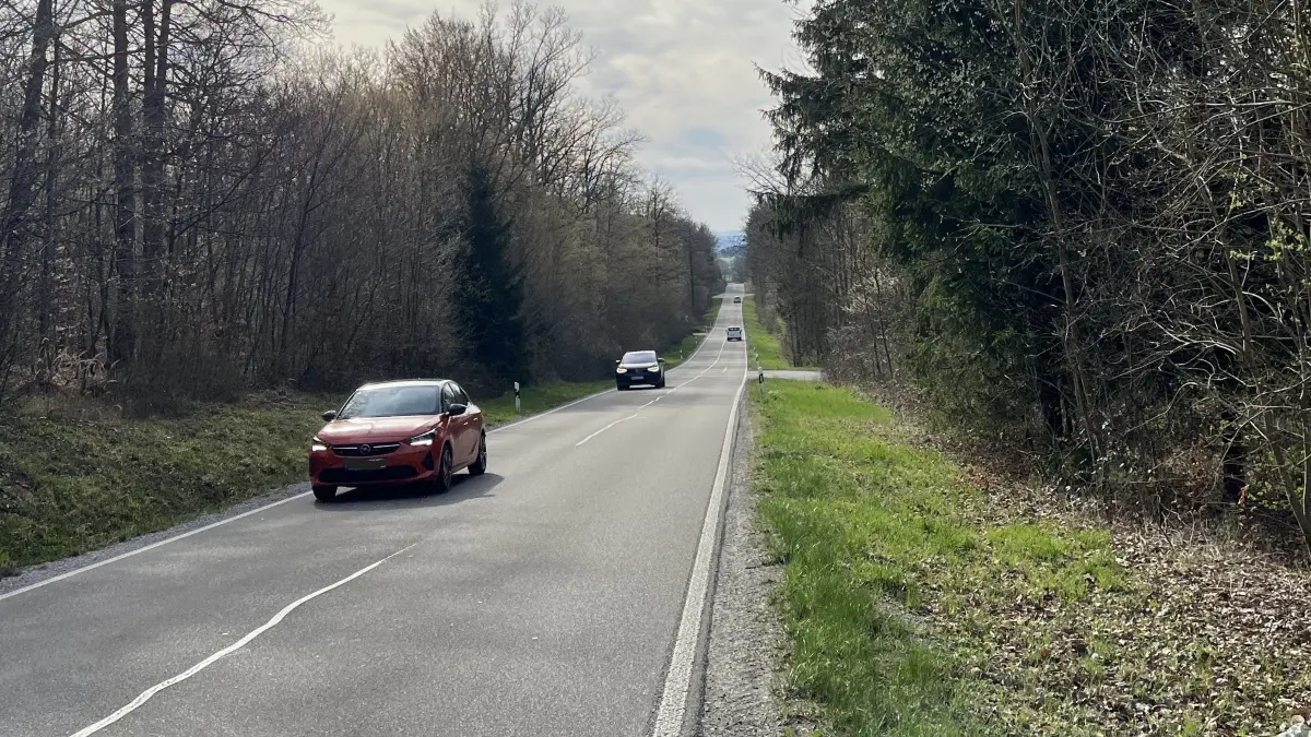 Auf dieser langen Geraden zwischen Schwäbisch Hall und Herlebach wurde wohl ein Wolf gesichtet
