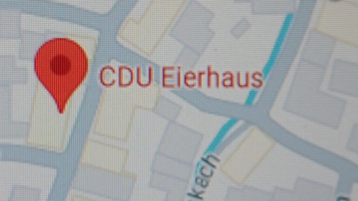 Die Umbennungsaktion auf Google Maps hat auch vor Trochtelfingen nicht Halt gemacht. Auch hier gibt es ein CDU-Eierhaus.