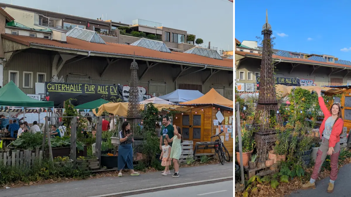 Etwas über ein Jahr stand der Eiffelturm in Tübingen: Sophie Eenhuis (rechts) und ihr Mann Stefan vom Verein „Güterhalle für alle“ hatten die Stahlkonstruktion auf dem Areal an der Eisenbahnstraße aufgestellt. Anfang der Woche wurde er geklaut.