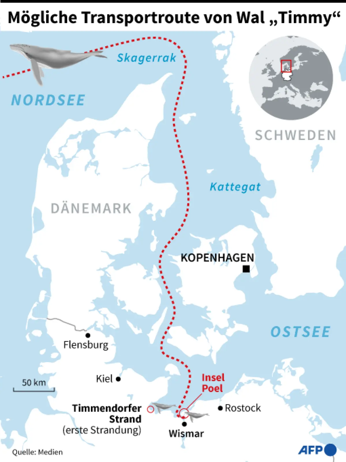 Karte Route Wal Ostsee