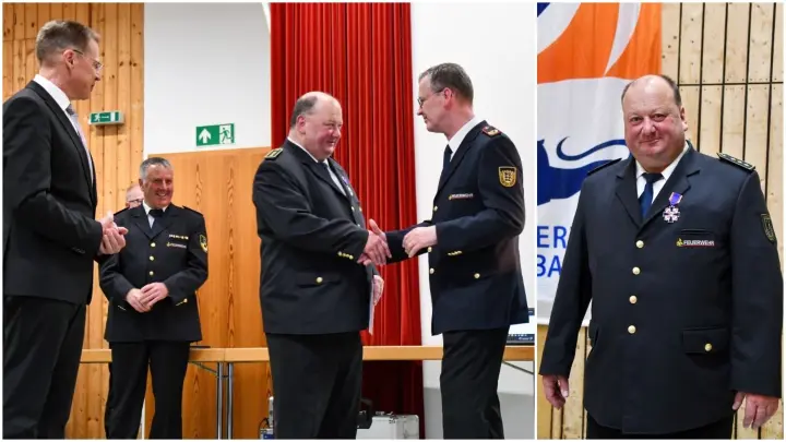 Deutsches Feuerwehr-Ehrenkreuz in Silber für „Feuerwehrmann mit Leib und Seele“