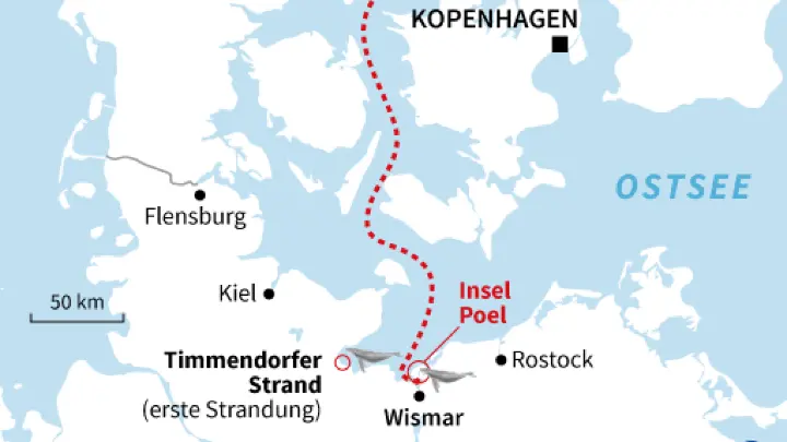 Karte zeigt mögliche Route