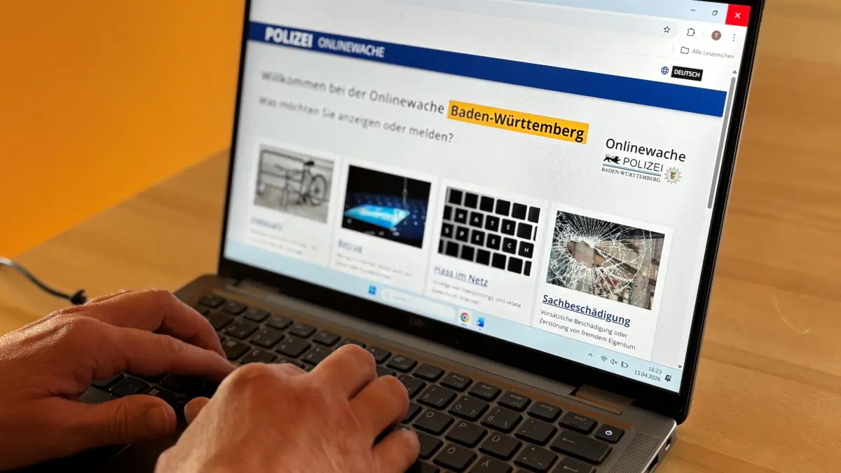 Die Homepage der Onlinewache der baden-württembergischen Polizei.